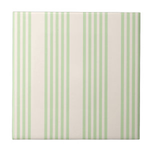 Carreau Vert pâle et beige cinq rayures motif