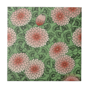 Carreau Vert rose Wm Morris Style Chrysanthemum Repro