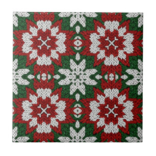 Carreau Vert Rouge et Blanc Festif Tricot Nordique (2)