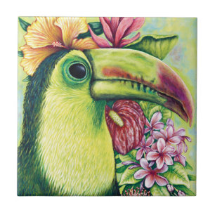 Carreau Vert tropicale touto art oiseau céramique Carrelag