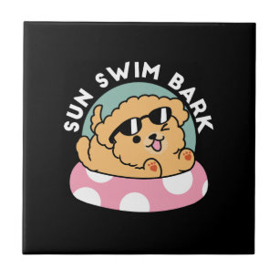 Carreau Vibes d'été Chien - Chiot flottant avec lunettes d