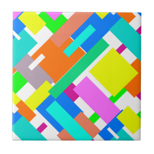 Carreau Vibes Positives Couleurs Joyeuses Blocs D'Art Abst