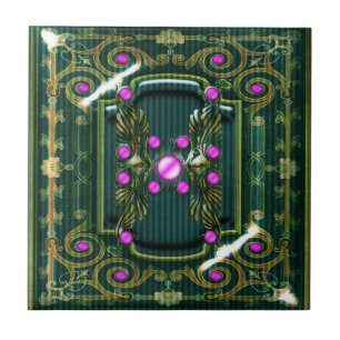 Carreau Victorian vintage vert rose élégant