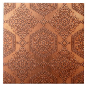 Carreau  Victorien Cuivre Floral Embouti Antique 