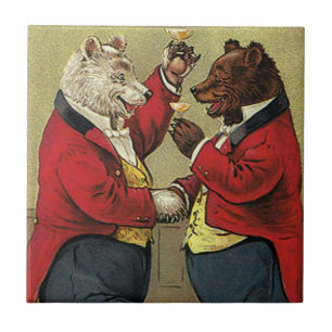 Carreau Victorien vintage Joyeux, Gay, Ours Danseurs