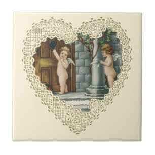 Carreau Victorienne Saint-Valentin, Anges Vintages avec le