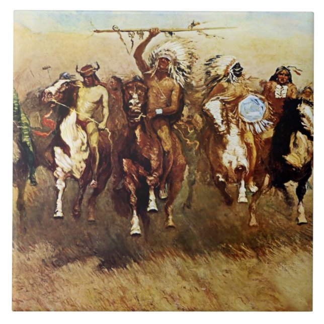 Carreau "Victory Dance" Western Art de Frederic Remington (Devant)
