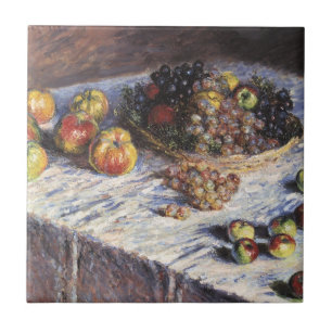 Carreau Vie morte avec pommes et raisins par Claude Monet