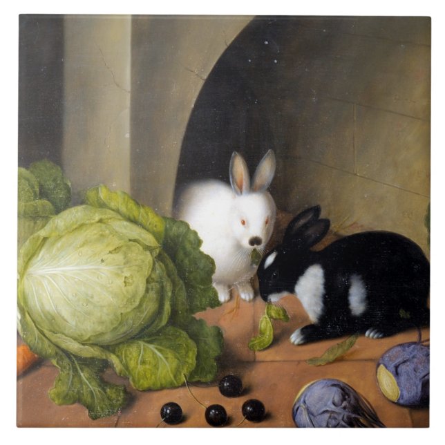 Carreau Vie végétale morte avec lapin (Devant)