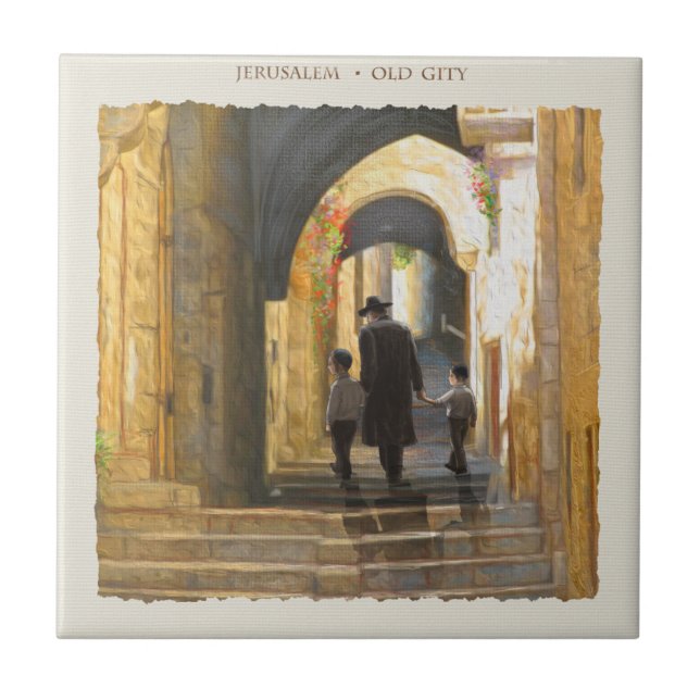 Carreau Vieille ville Israël de Jérusalem peignant des (Devant)