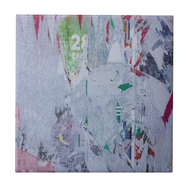 Carreau Vieilles affiches hiver look blanc vert gris rouge (Devant)