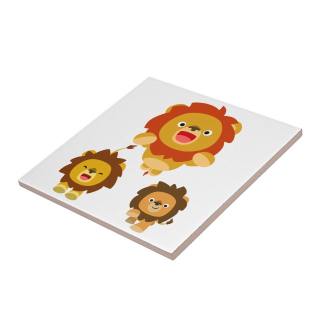 Carreau 'Viens ! ! ' Carrelage trois mignons cartons Lions (Côté)