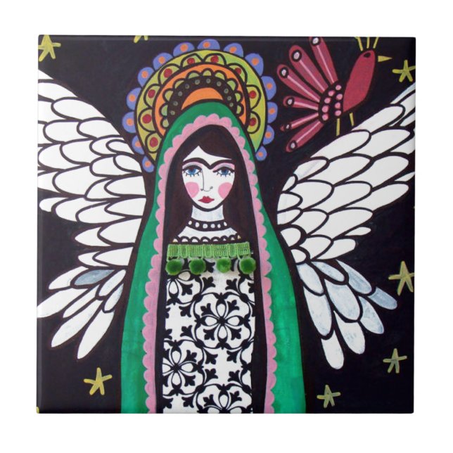 Carreau Vierge d'ange d'art de Guadalupe par Heather (Devant)