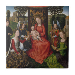 Carreau Vierge et enfant de Saints Catherine d'Alexandrie