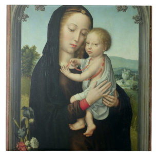 Carreau Vierge et enfant (huile sur le panneau)