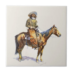 Carreau Vieux cowboy occidental sur le cheval