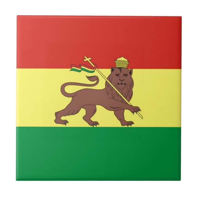 Carreau Vieux drapeau éthiopien avec le lion de Judah (Devant)