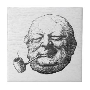 Carreau Vieux Homme Fumeur de Pipe Vintage