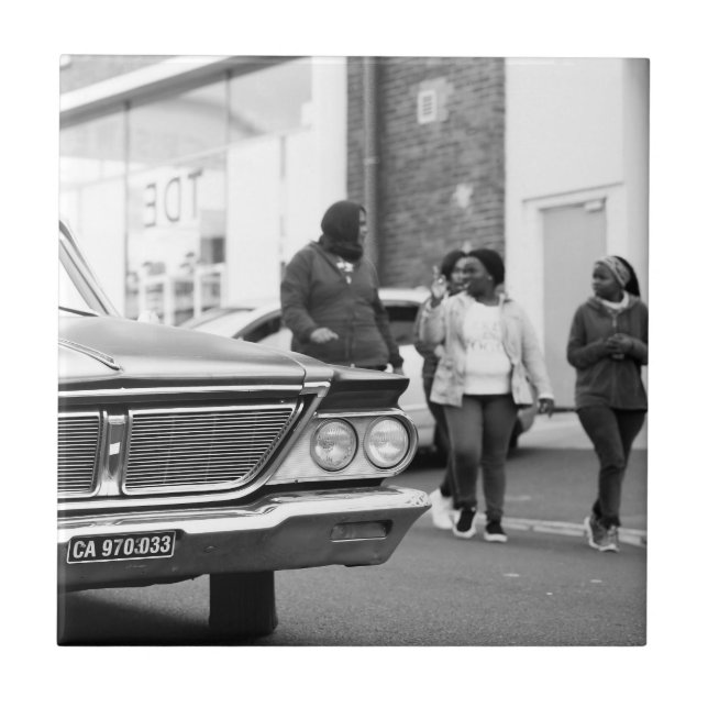 Carreau Vieux Voiture Monochrome Noir Et Blanc Ville (Devant)