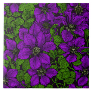 Carreau Vigne de Clematis pourpre