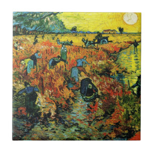 Carreau Vignobles rouges de Van Gogh à la tuile d'Arles