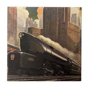 Carreau Ville vintage, train duplex T1 sur voies ferrées