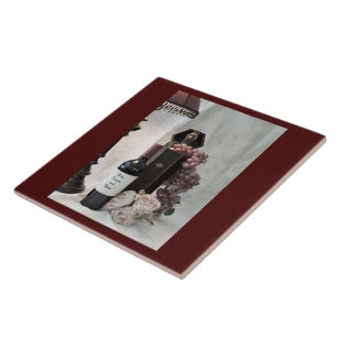 Carreau Vin en mosaïque de céramique, raisins et Roses