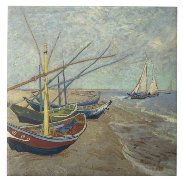 Carreau Vincent van Gogh - Bateaux de pêche sur la plage (Devant)