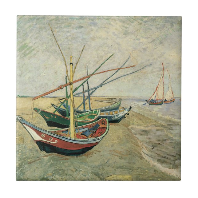 Carreau Vincent van Gogh - Bateaux de pêche sur la plage (Devant)