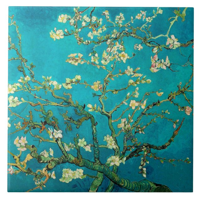 Carreau Vincent Van Gogh Blossoming Almond Tree Floral Art (Devant)