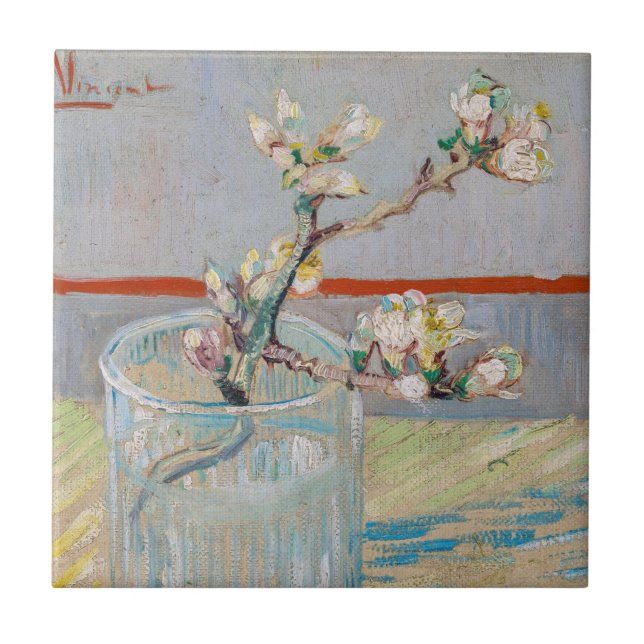 Carreau Vincent van Gogh - Branche d'amandes en verre (Devant)