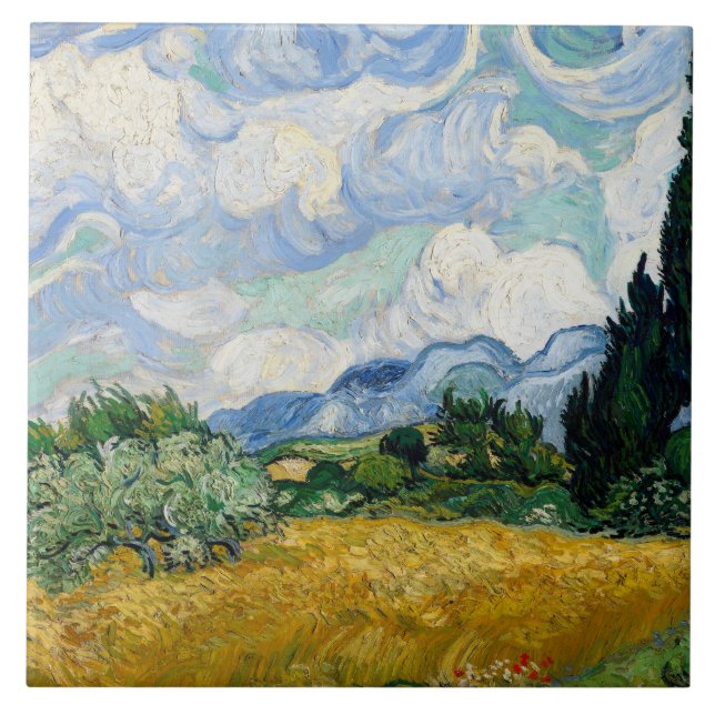 Carreau Vincent van Gogh - Le champ de blé avec les cyprès (Devant)