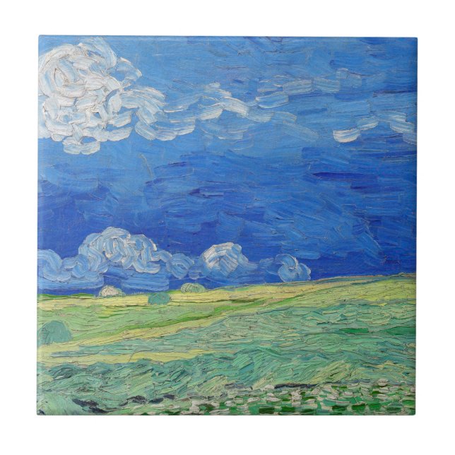 Carreau Vincent van Gogh - Les champs de roues sous Thunde (Devant)