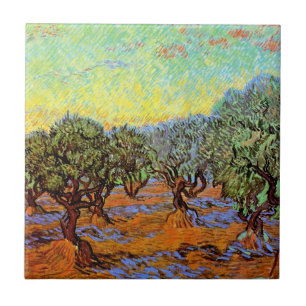 Carreau Vincent Van Gogh - Olive Grove avec ciel orange