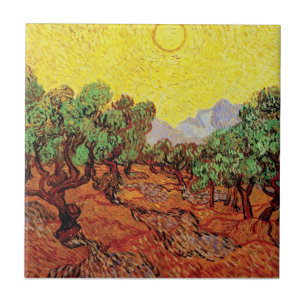 Carreau Vincent Van Gogh - Oliviers avec ciel jaune