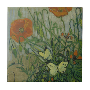 Carreau Vincent van Gogh - Papillons et Coquelicots