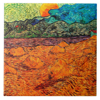 Carreau Vincent Van Gogh - Paysage du soir avec lune monta