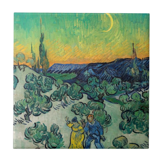 Carreau Vincent van Gogh - Paysage Lune avec couple (Devant)