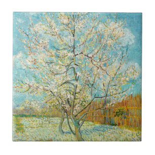 Carreau Vincent van Gogh - Poche rose en fleurs