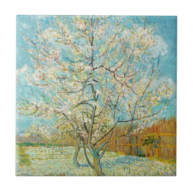 Carreau Vincent van Gogh - Poche rose en fleurs (Devant)