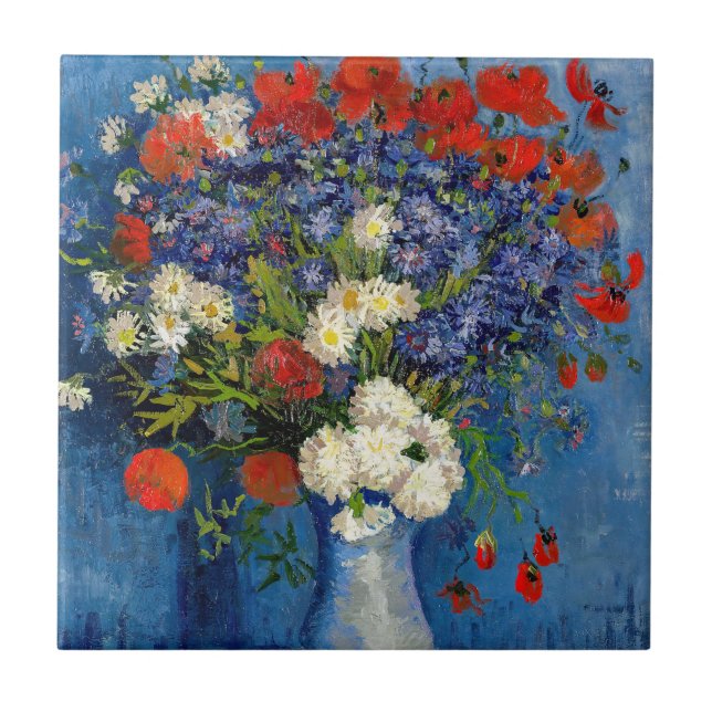 Carreau Vincent van Gogh - Vase avec Cornflowers & Poppies (Devant)