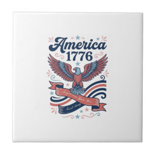Carreau Vintage Amérique 1776 Aigle Conception de T-shirt 