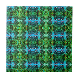 Carreau Vintage Antique Vert Bleu Art Nouveau