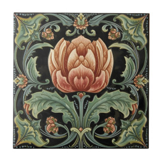Carreau Vintage Art Nouveau Deco Majolica Floral Craftsman