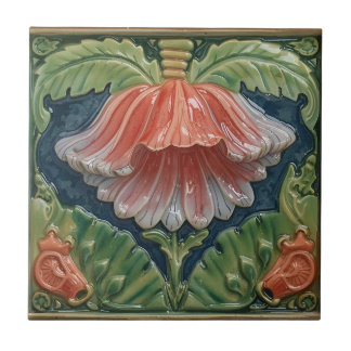 Carreau Vintage Art Nouveau Deco Majolica Floral Craftsman