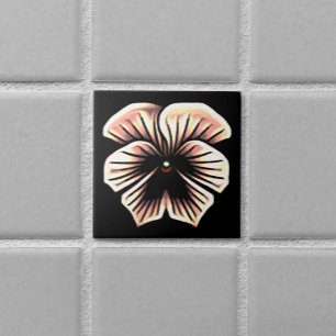 Carreau Vintage Art Nouveau Fleur de Sansy Noir Décoré