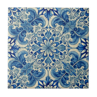 Carreau Vintage Azulejo Motif bleu portugais