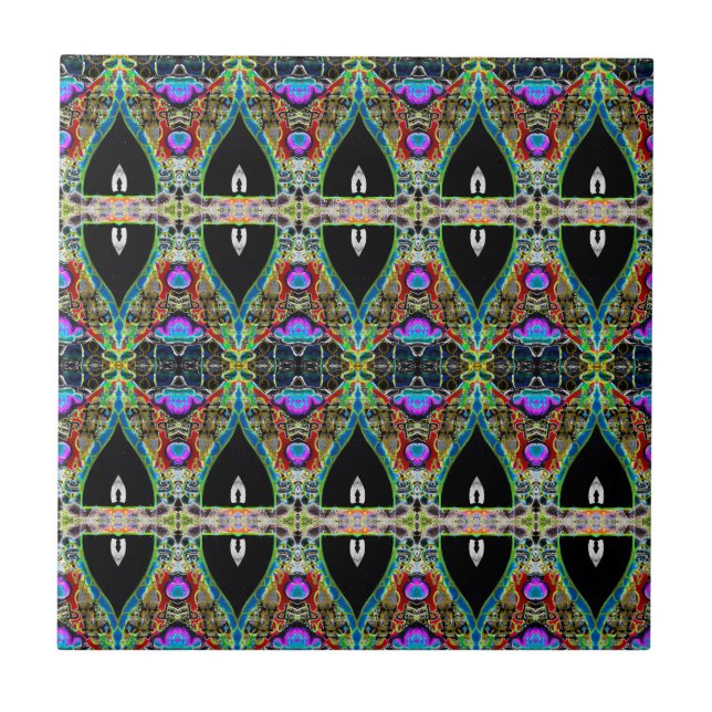 Carreau Vintage Black Green Blue Art Nouveau Motif (Devant)