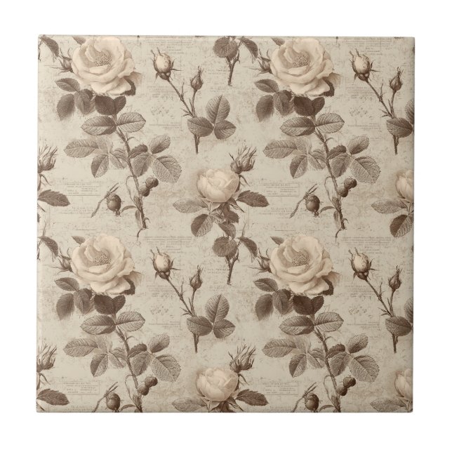 Carreau Vintage Botanical Floral Pattern (5) (Devant)