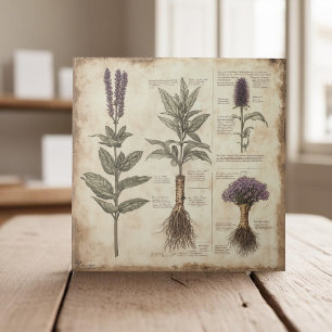 Carreau Vintage botanique carte scientifique herbes lavand